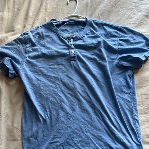 American Eagle Outfitters Blue Short Sleeve Henley Tee